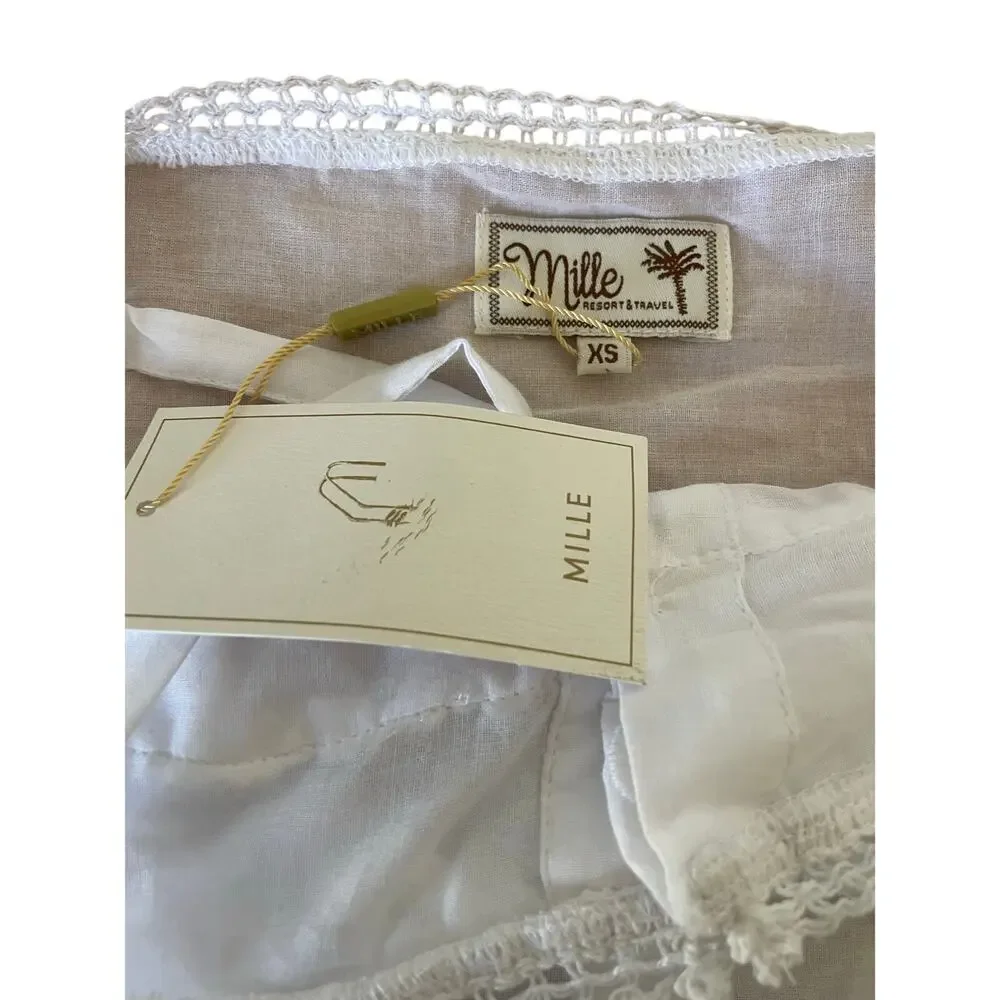 Mille Patti Top White Lace Size XSmall Ruffle Rmantic New with Tags